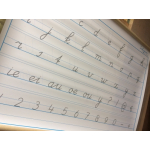 Vintage schoolplaat met letters en cijfers